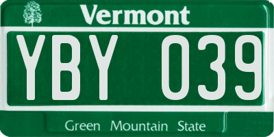 VT license plate YBY039