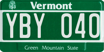 VT license plate YBY040