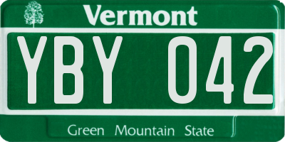 VT license plate YBY042