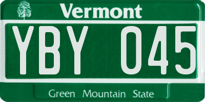VT license plate YBY045