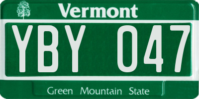 VT license plate YBY047