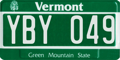 VT license plate YBY049
