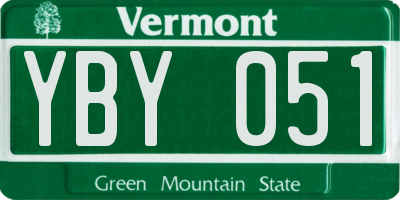 VT license plate YBY051