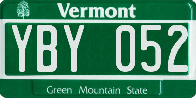 VT license plate YBY052