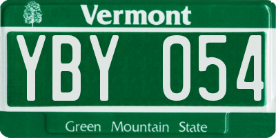 VT license plate YBY054