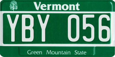 VT license plate YBY056