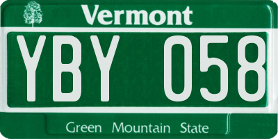 VT license plate YBY058