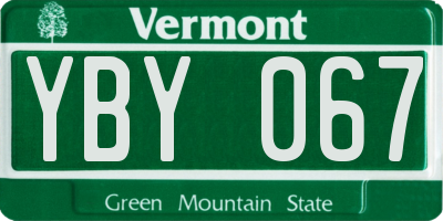 VT license plate YBY067