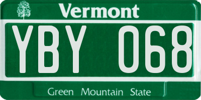VT license plate YBY068