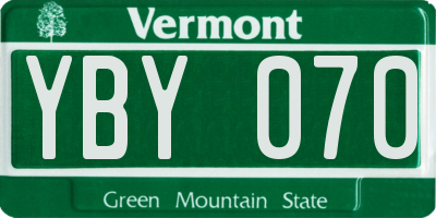 VT license plate YBY070