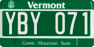 VT license plate YBY071