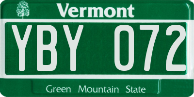 VT license plate YBY072