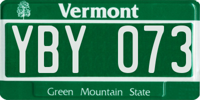 VT license plate YBY073
