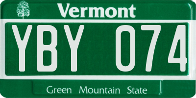 VT license plate YBY074