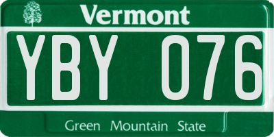 VT license plate YBY076