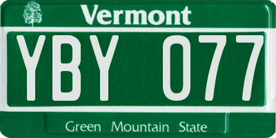 VT license plate YBY077