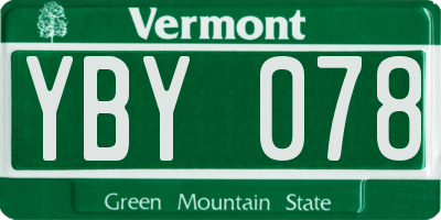 VT license plate YBY078
