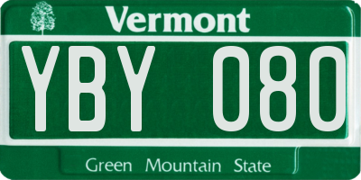 VT license plate YBY080