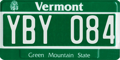 VT license plate YBY084