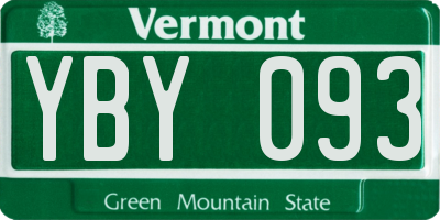 VT license plate YBY093