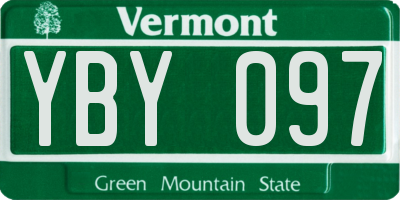 VT license plate YBY097