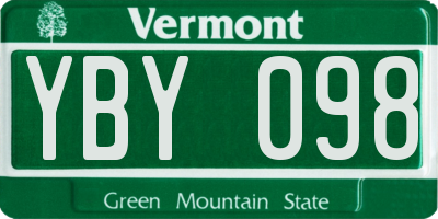 VT license plate YBY098