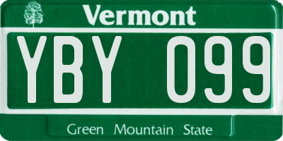 VT license plate YBY099