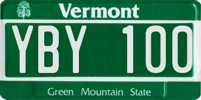 VT license plate YBY100