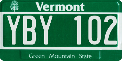 VT license plate YBY102