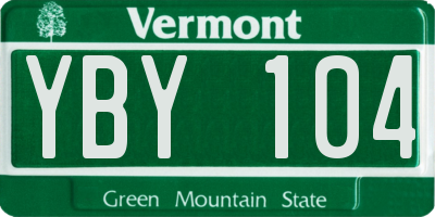 VT license plate YBY104