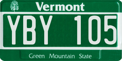 VT license plate YBY105