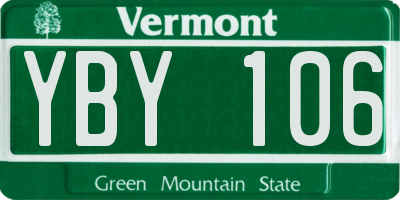 VT license plate YBY106