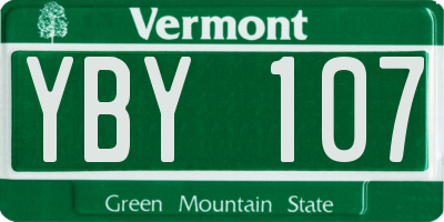 VT license plate YBY107