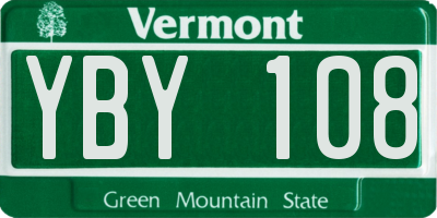 VT license plate YBY108