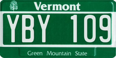 VT license plate YBY109