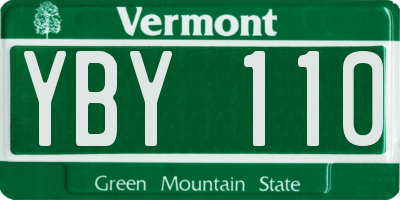 VT license plate YBY110