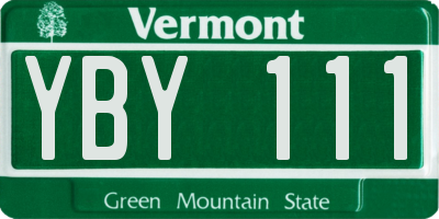 VT license plate YBY111