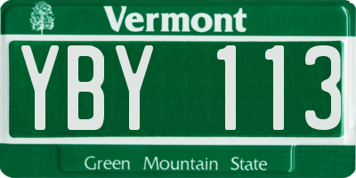 VT license plate YBY113