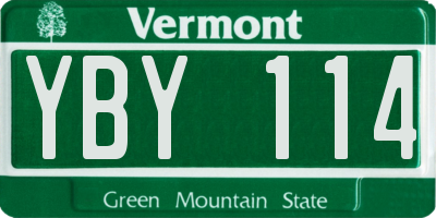 VT license plate YBY114