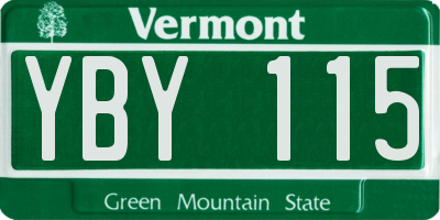 VT license plate YBY115