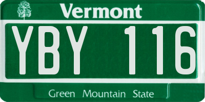 VT license plate YBY116