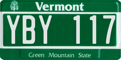 VT license plate YBY117