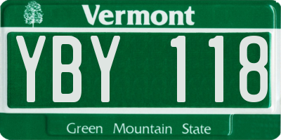 VT license plate YBY118
