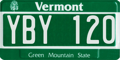 VT license plate YBY120