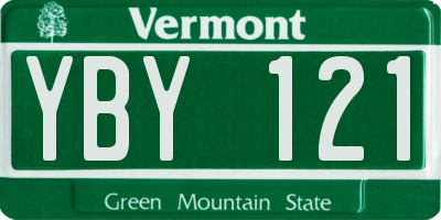 VT license plate YBY121