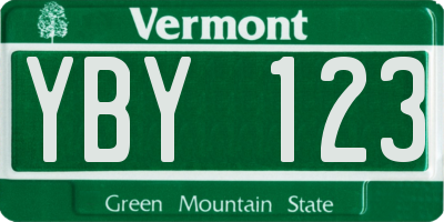 VT license plate YBY123