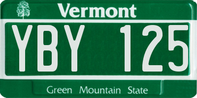 VT license plate YBY125