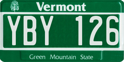 VT license plate YBY126