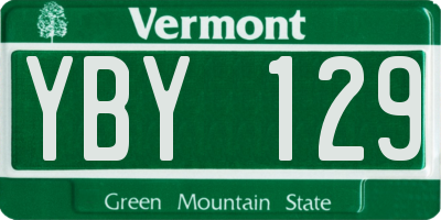 VT license plate YBY129