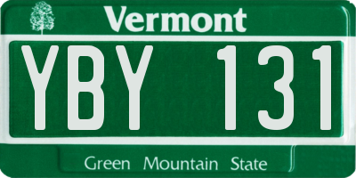 VT license plate YBY131